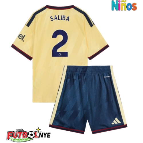 Camiseta Arsenal William Saliba #2 Tercera Equipación para niños 2026-27 manga corta (+ pantalones cortos)